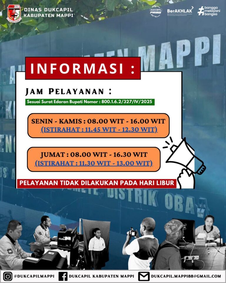 INFORMASI PELAYANAN DISDUKCAPIL KAB. MAPPI